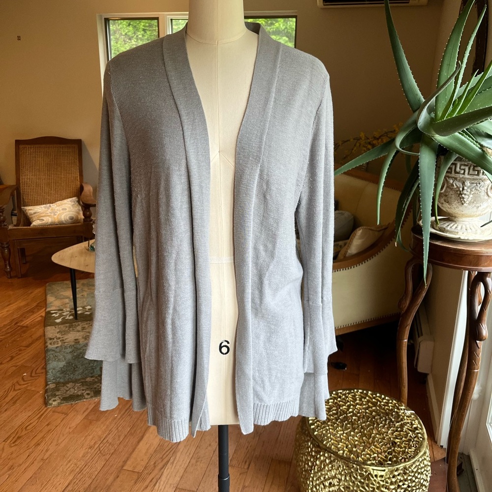J. Crew Light Gray Knit Cardigan Sweater Port Sleeves